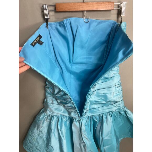 Vintage 90’s Betsey Johnson Evening Strapless Dress Sz 4 Cocktail Blue Mermaid - Picture 12 of 16